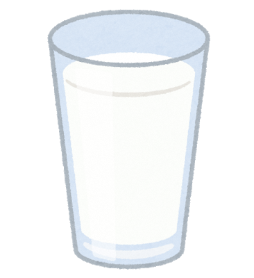 透明コップに牛乳が入っているイラスト