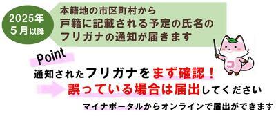 2025年5月以降フリガナの通知が届きます