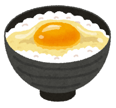 ご飯に卵がのった卵かけご飯のイラスト