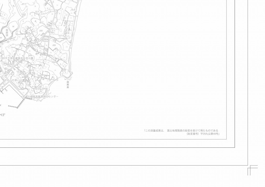 画像：大神の端の方が載っている日出都市計画平面図を16分割した内の1つの地図画像