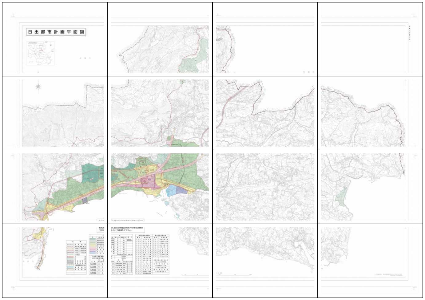 画像：日出都市計画平面図と書かれたの日出町の全体図