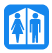 青色の背景に白色で家のような形、その上に青色で男女が描かれたロゴの画像